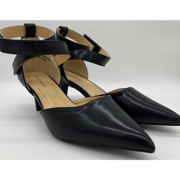 ANDIAMO Shoes - Andiamo Size 7 M Women's Black Sophia Kitten Heel Double Strap EUC